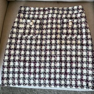 Elegant Tweed Mini Skirt in Black, White, and Purple